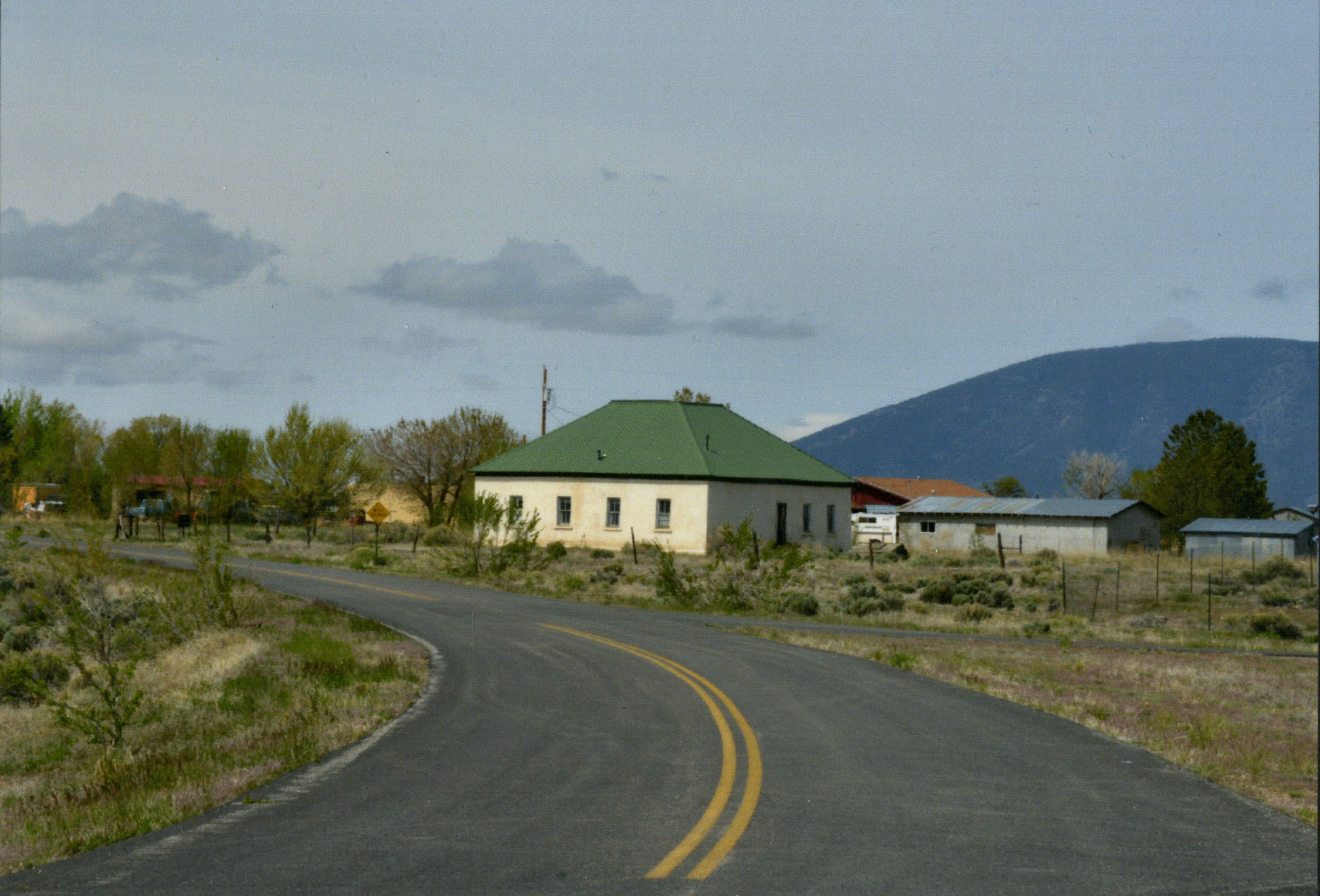 The Garcia School seen from the county road.